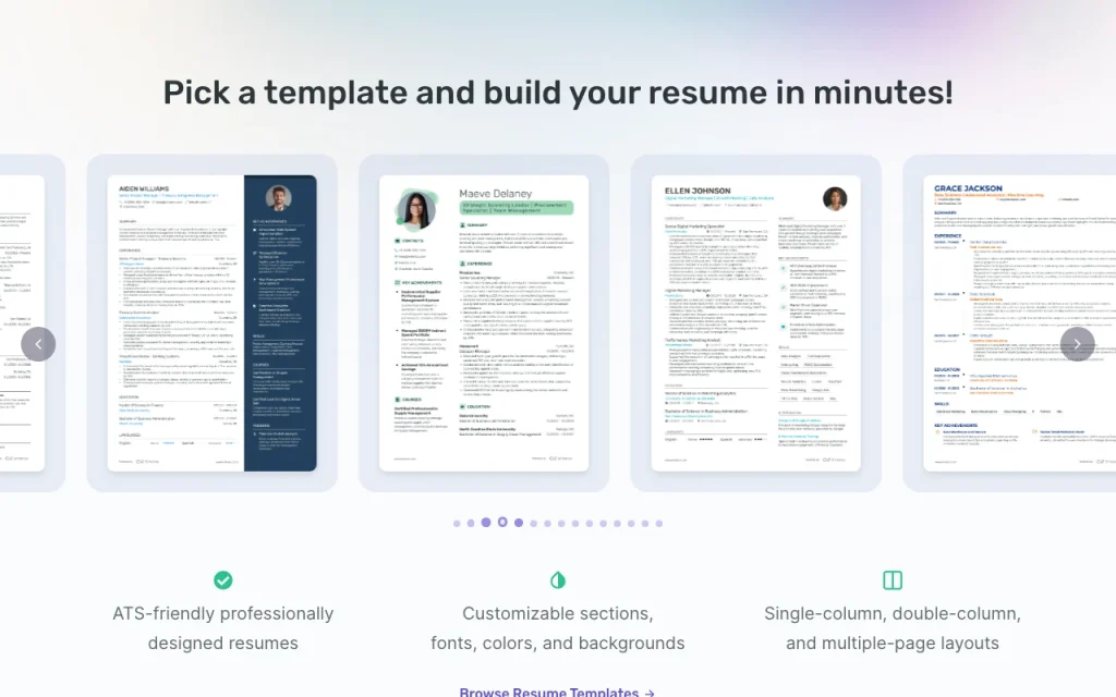 Enhancv Startseite – Screenshot des KI-Tools produktivität & schreiben, Oct 13, 2026