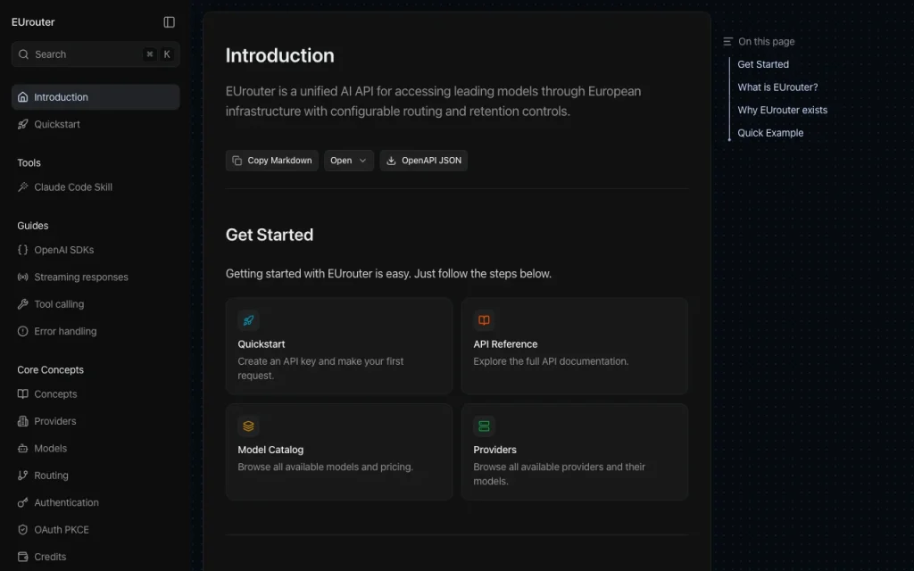 EUrouter documentation — screenshot of the coding AI tool, Oct 1, 2026