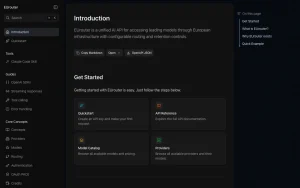 EUrouter documentation — screenshot of the coding AI tool, 2026-10-01