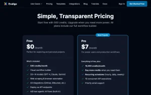 Evaligo pricing page with plans and prices — screenshot of the productivity & writing AI tool, 2026-10-02