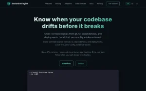 Evolution Engine (evo) by CodeQual homepage — screenshot of the coding AI tool, 2026-10-02