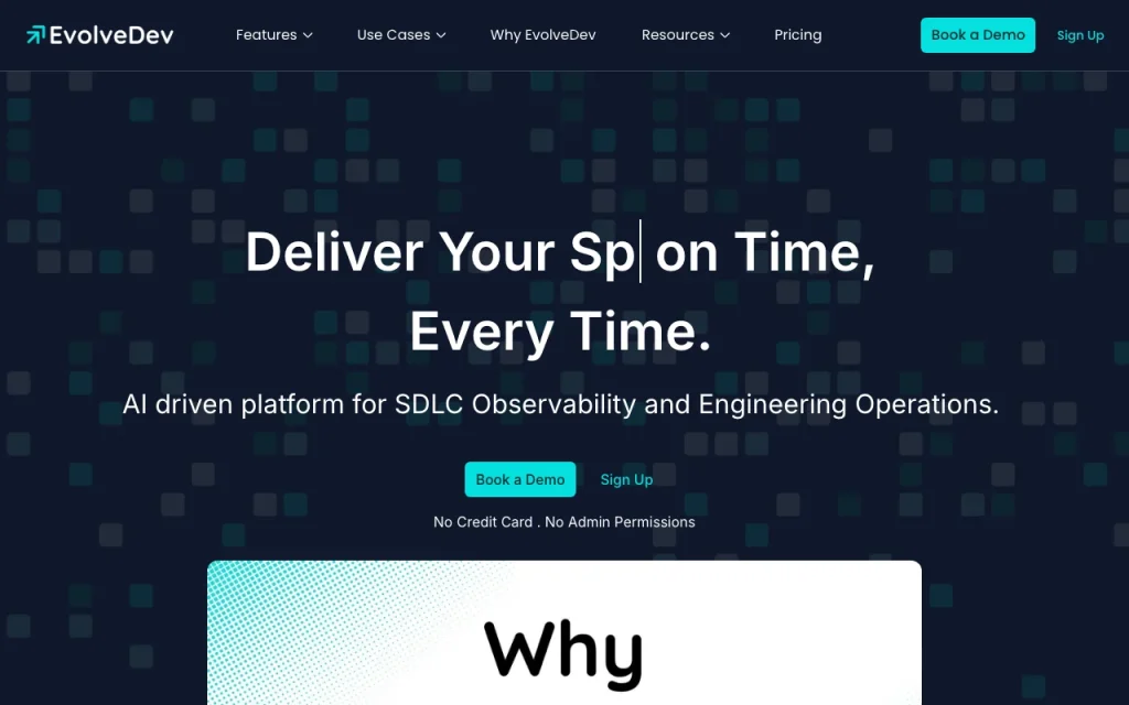 Captura de la página de inicio de EvolveDev, herramienta de IA programación