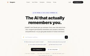 Exogram homepage — screenshot of the chat assistants AI tool, 2026-10-02