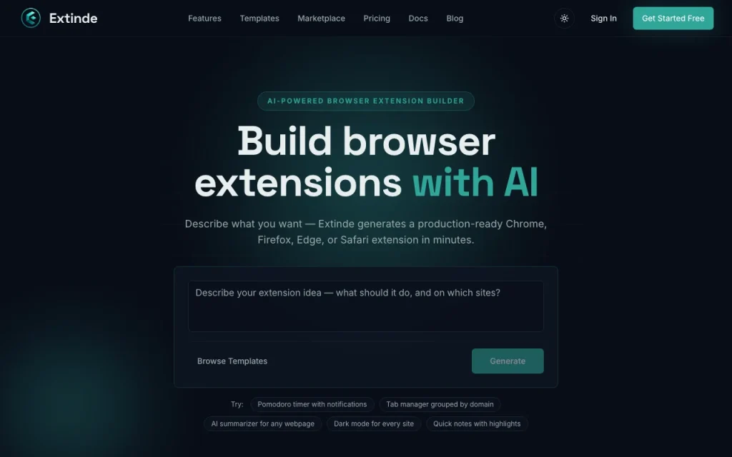 Extinde Startseite – Screenshot des KI-Tools coding, Oct 1, 2026