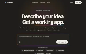 Fabricate homepage — screenshot of the coding AI tool, 2026-10-02
