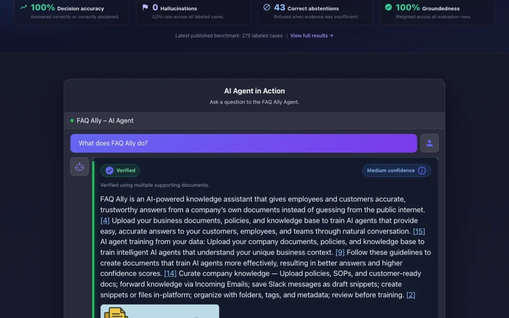 FAQ Ally página principal — captura de pantalla de la herramienta de IA investigación y búsqueda, Oct 2, 2026