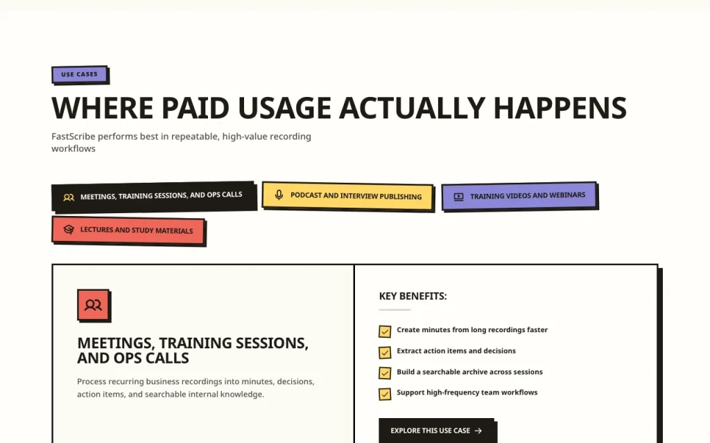 FastScribe homepage — screenshot of the audio & voice AI tool, Oct 2, 2026