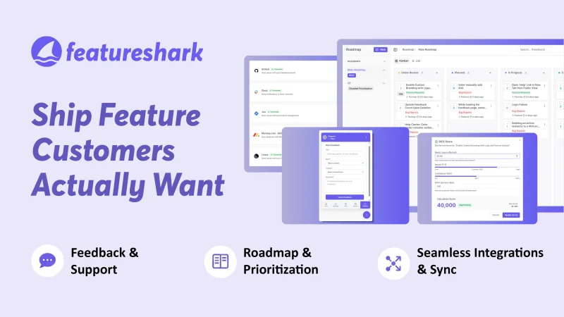 FeatureShark homepage screenshot, productivity & writing AI tool