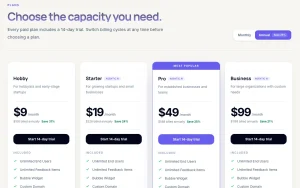 FeatureShark pricing page with plans and prices — screenshot of the productivity & writing AI tool, 2026-10-02