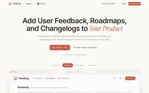 FeedLog homepage — screenshot of the productivity & writing AI tool, 2026-10-02