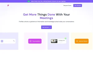 Fireflies.ai features page — screenshot of the productivity & writing AI tool, 2026-10-05