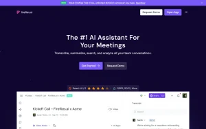 Fireflies.ai homepage — screenshot of the productivity & writing AI tool, 2026-10-05