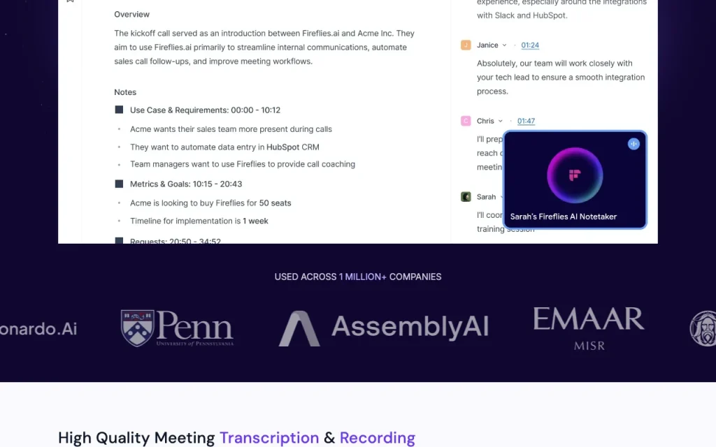 Fireflies.ai homepage — screenshot of the productivity & writing AI tool, Oct 5, 2026