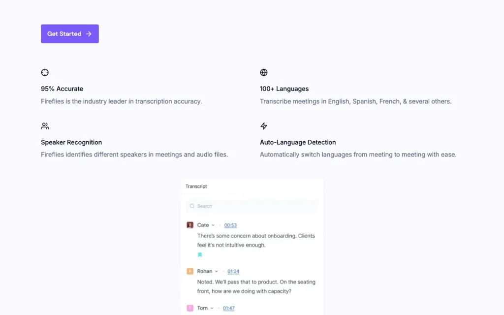 Fireflies.ai homepage — screenshot of the productivity & writing AI tool, Oct 5, 2026