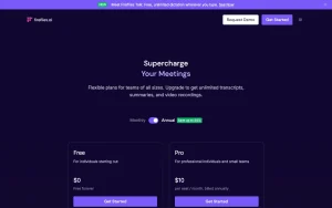 Fireflies.ai pricing page with plans and prices — screenshot of the productivity & writing AI tool, 2026-10-05