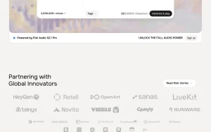 Fish Audio homepage — screenshot of the audio & voice AI tool, 2026-10-02