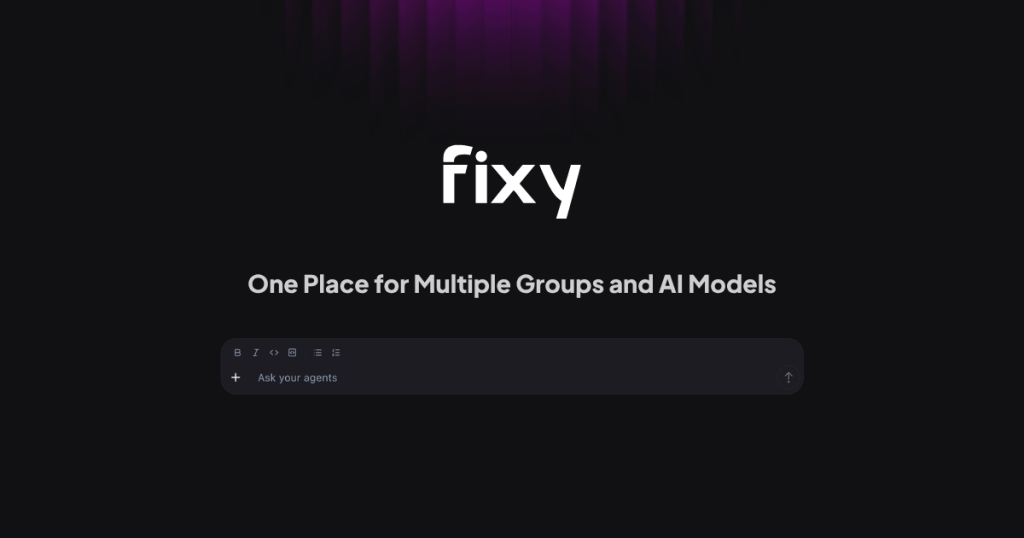 Fixy Startseite, Screenshot, KI-Tool chat-assistenten