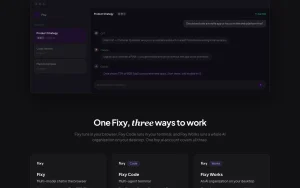 Fixy homepage — screenshot of the chat assistants AI tool, 2026-10-02