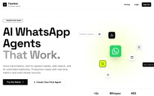 Flashbot homepage — screenshot of the productivity & writing AI tool, 2026-10-02
