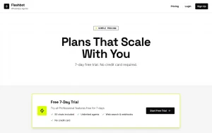 Flashbot pricing page with plans and prices — screenshot of the productivity & writing AI tool, 2026-10-02