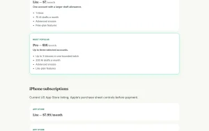 Flick pricing page homepage screenshot, productivity & writing AI tool