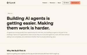 Flint AI (Flint CLI and Switch) about page — screenshot of the coding AI tool, 2026-10-02
