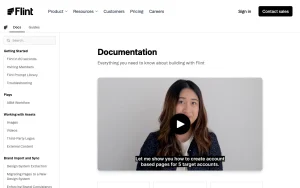 Flint docs page homepage screenshot, productivity & writing AI tool