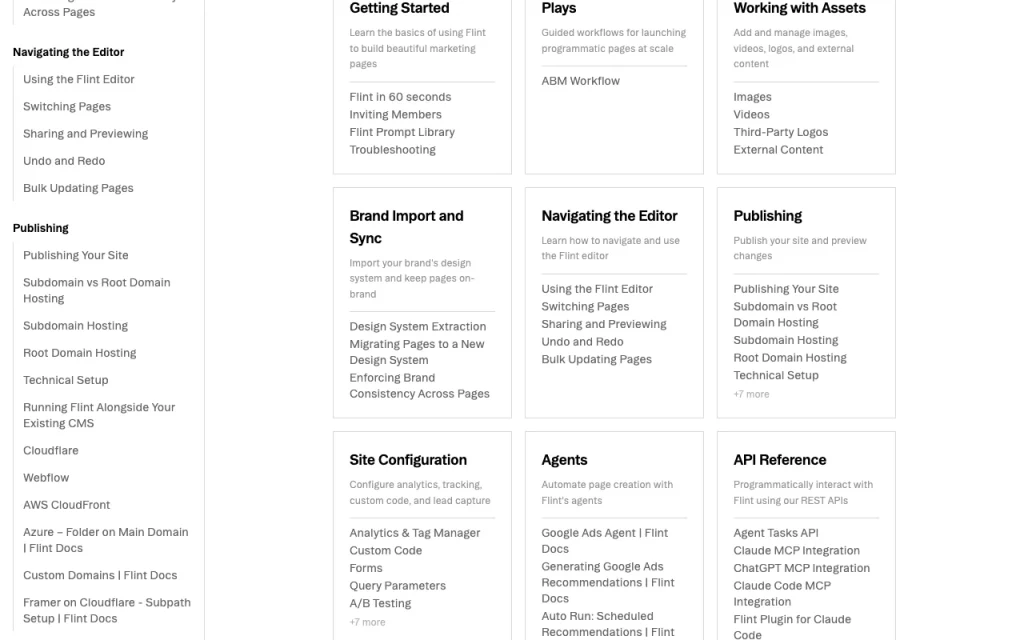 Flint documentación — captura de pantalla de la herramienta de IA productividad y escritura, Oct 1, 2026