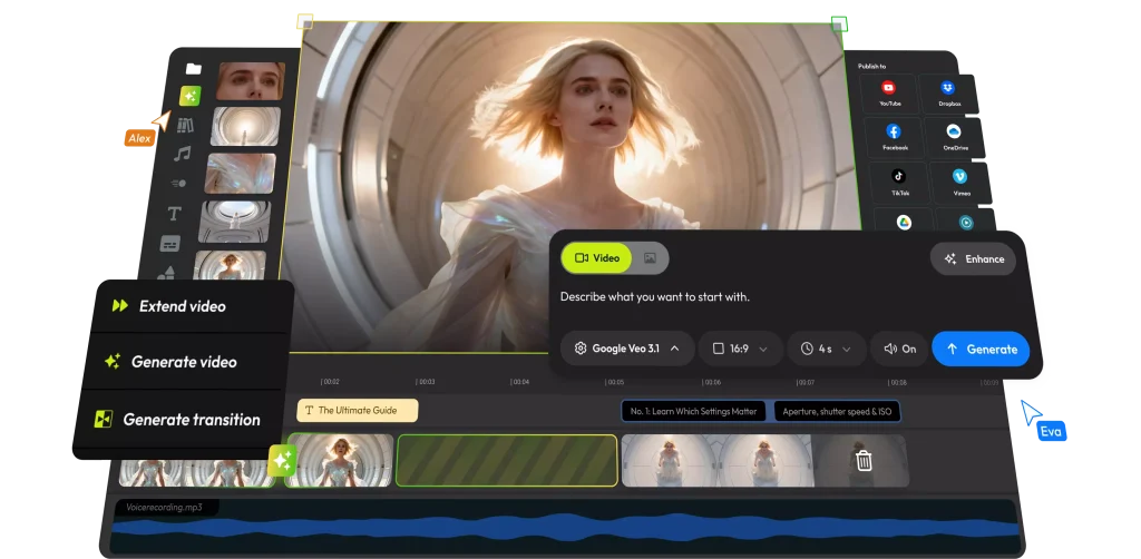 Flixier homepage screenshot, video AI tool