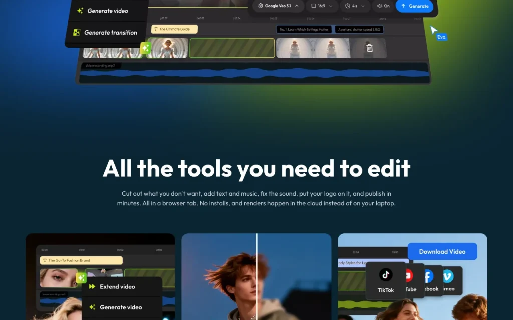Flixier homepage — screenshot of the video AI tool, Oct 1, 2026