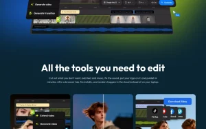 Flixier homepage page homepage screenshot, video AI tool