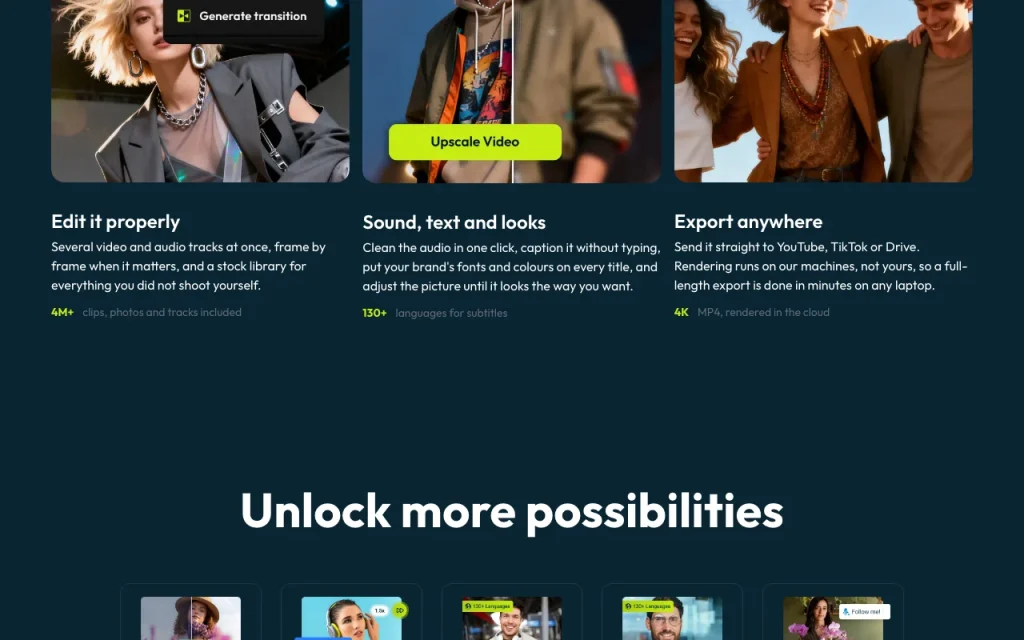 Flixier homepage — screenshot of the video AI tool, Oct 1, 2026