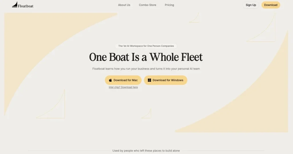 Floatboat homepage screenshot, productivity & writing AI tool
