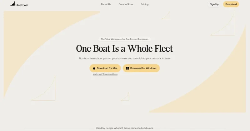 Captura de la página de inicio de Floatboat, herramienta de IA productividad y escritura