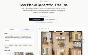 Floor Plan AI homepage — screenshot of the image generation AI tool, 2026-10-02
