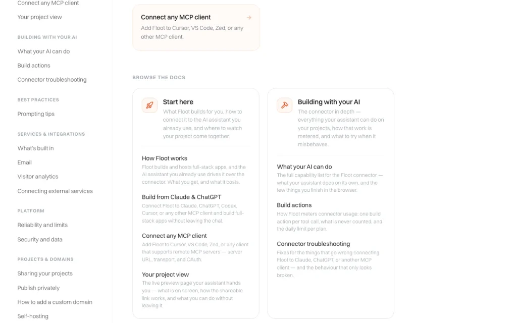 Floot documentation — screenshot of the coding AI tool, Oct 2, 2026