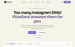 FlowGent AI homepage page homepage screenshot, productivity & writing AI tool