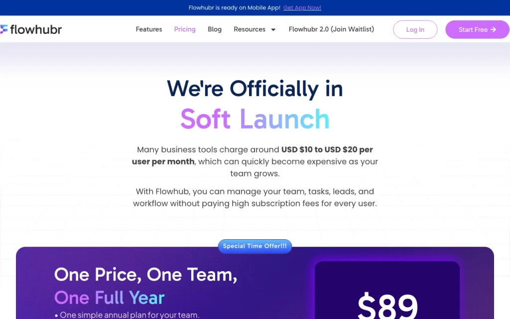 Flowhubr pricing page with plans and prices — screenshot of the productivity & writing AI tool, Oct 2, 2026