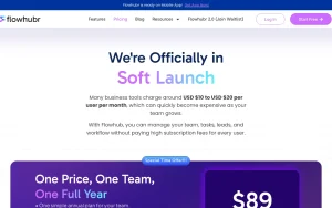 Flowhubr pricing page with plans and prices — screenshot of the productivity & writing AI tool, 2026-10-02