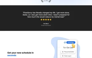 FlowSavvy homepage — screenshot of the productivity & writing AI tool, 2026-10-01