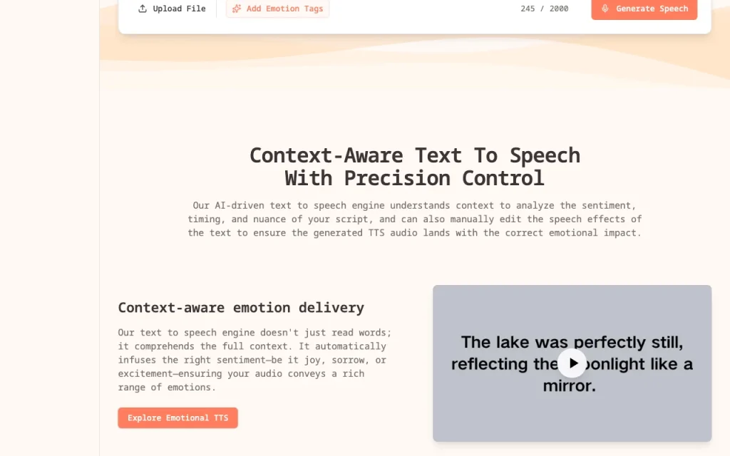 FlowSpeech homepage — screenshot of the audio & voice AI tool, Oct 2, 2026
