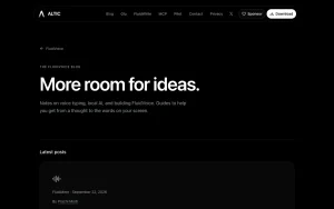FluidVoice blog — screenshot of the audio & voice AI tool, 2026-10-02