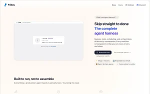 Friday (Friday Studio) homepage — screenshot of the productivity & writing AI tool, 2026-10-02
