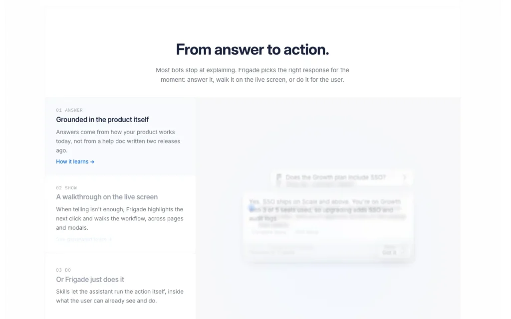 Frigade homepage — screenshot of the productivity & writing AI tool, Oct 1, 2026