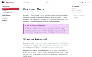 Frontman documentation — screenshot of the coding AI tool, 2026-10-02