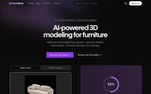 FurniMesh homepage — screenshot of the image generation AI tool, 2026-10-02
