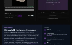 FurniMesh homepage — screenshot of the image generation AI tool, 2026-10-02