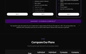 FurniMesh pricing page with plans and prices — screenshot of the image generation AI tool, 2026-10-02