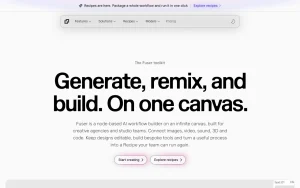 Fuser features page — screenshot of the image generation AI tool, 2026-10-02