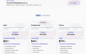 Fuser pricing page with plans and prices — screenshot of the image generation AI tool, 2026-10-02